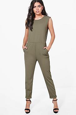Boohoo Erin Zip Shoulder Tailored Jumpsuit