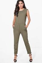 Boohoo Erin Zip Shoulder Tailored Jumpsuit