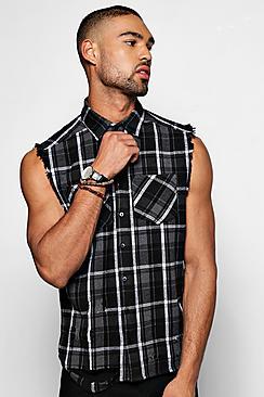 Boohoo Sleeveless Raw Edge Shirt
