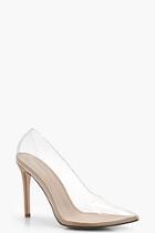 Boohoo Bella Clear Pointed Toe Court Shoes