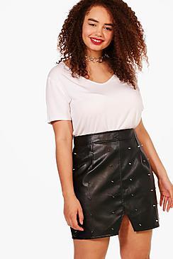 Boohoo Plus Emma Studded Belt Mini Skirt