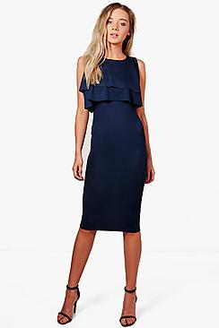 Boohoo Sarah Midi Ruffle Dress