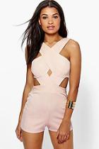 Boohoo Jenny Cross Front Cut Out Side Bandage Playsuit