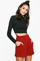 Boohoo Claire Smart Tailored Shorts Berry