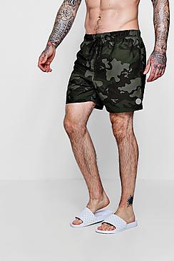 Boohoo Camo Print Swim Shorts