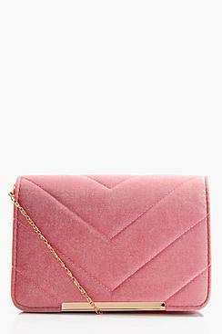 Boohoo Maya Velvet Quilt And Bar Cross Body