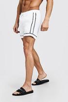 Boohoo Mid Length Swim Short With Contrast Piping