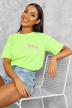 Boohoo Disney Licence Neon Slogan T-shirt