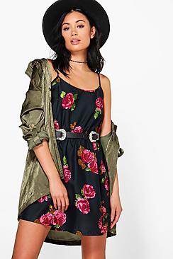 Boohoo Daria Floral Printed Strappy Skater Sundress