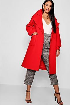 Boohoo Oversized Sleeve Wool Look Coat