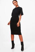 Boohoo Petite Elsa Layered Wrap Wiggle Midi Dress