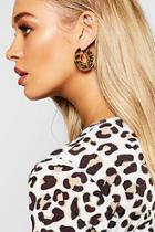 Boohoo Leopard Resin Contrast Gold Chunky Hoops