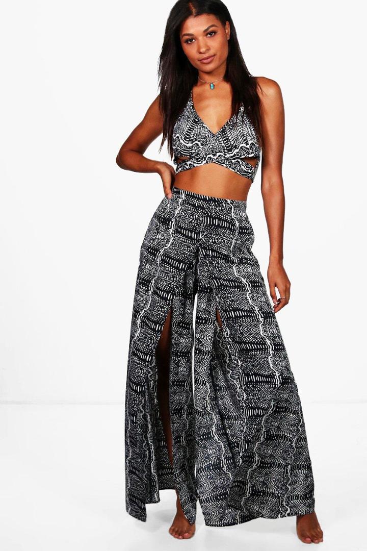 Boohoo Iris Mono Trouser Beach Co-ord Black