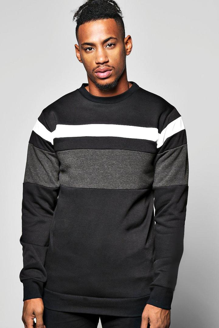Boohoo Tri Panel Sweatshirt Black