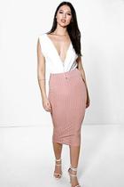 Boohoo Willow Slinky Rib Midi Skirt