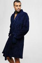 Boohoo Collared Fleece Robe With Pockets