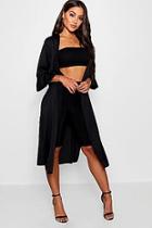 Boohoo Sophie Ruffle Sleeve Belted Woven Duster