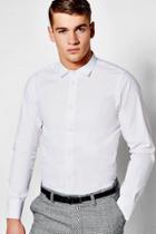 Boohoo Slim Fit Long Sleeve Smart Shirt White