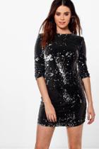Boohoo Tall Malaine Premium All-over Sequin Dress Black