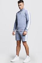 Boohoo Tricot Man Funnel Neck Short Tracksuit