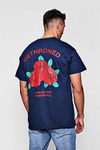 Boohoo Oversized Print And Embroidered Rose T-shirt