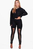 Boohoo Plus Kady Eyelet Lace Up Legging