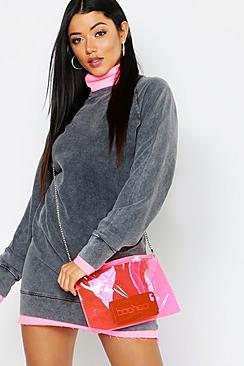 Boohoo High Neck Acid Wash Sweat Dress