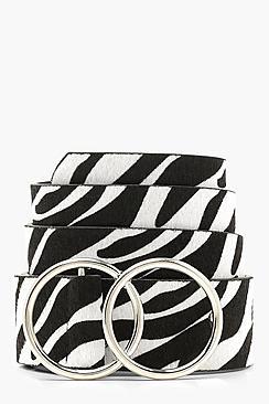 Boohoo Double Ring Zebra Belt