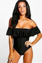 Boohoo Moroni Bardot Frill Swimsuit