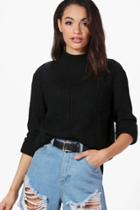 Boohoo Sophie Rib Detail Funnel Neck Jumper Black