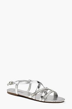 Boohoo Embellished Asymmetric Sandals