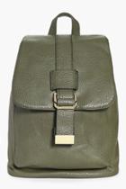 Boohoo Mia Metal Detail Structured Backpack Khaki