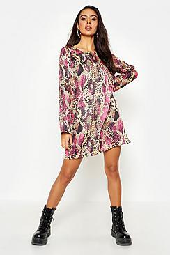 Boohoo Woven Snake Shift Dress