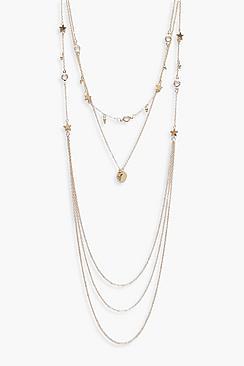 Boohoo Kelly Multi Layered Coin & Star Necklace