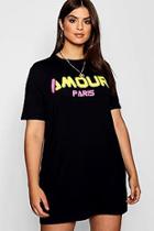 Boohoo Plus Oliva Oversized Slogan T-shirt Dress