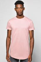 Boohoo Skater Length Curved Hem T Shirt Pink