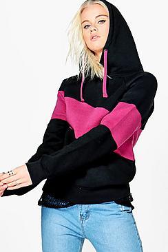 Boohoo Naomi Contrast Stripe Overhead Hoody