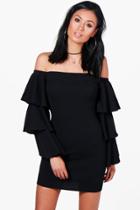 Boohoo Dinah Off The Shoulder Ruffle Bodycon Dress Black