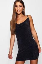 Boohoo Petite Cowl Neck Glitter Lurex Bodycon Dress