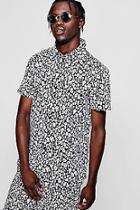 Boohoo Mono Leopard Print Short Sleeve Shirt Co-ord