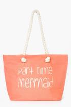 Boohoo Sadie Part Time Mermaid Beach Bag Coral