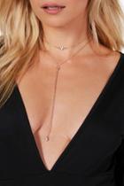 Boohoo Kate Diamante Layered Choker & Plunge Necklace Gold