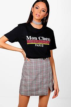 Boohoo Tall Anisha Mon Cheri Slogan Tee