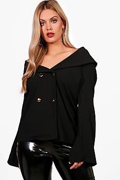 Boohoo Plus Crepe Bardot Blazer