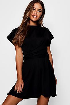 Boohoo Petite Twist Detail Skater Dress