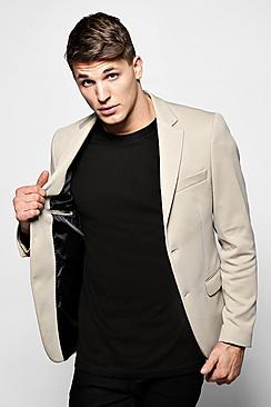 Boohoo Stone Jersey Pique Slim Fit Blazer