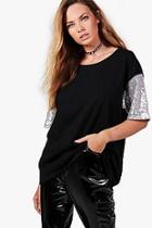 Boohoo Tilly Sequin Sleeve T-shirt