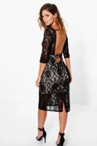 Boohoo Elisa Low Back Lace Midi Dress Black
