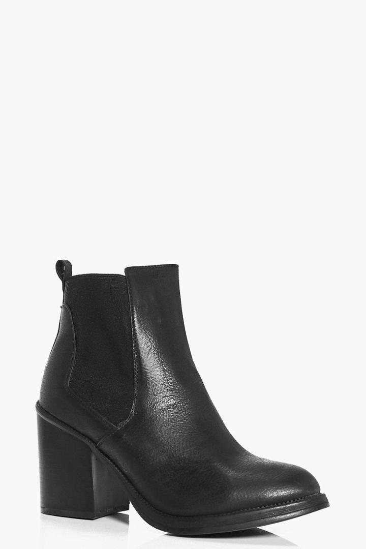 Boohoo Iris Block Heel Elastic Chelsea Boot Black