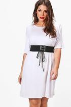 Boohoo Plus Zoe Waisted Belt T-shirt Dress